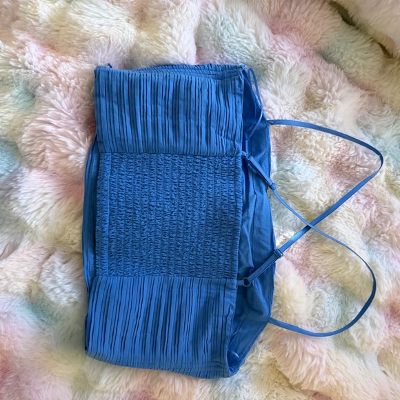 NWT Madewell Ruched Crop Tank Top | Capri Blue Azure - Picture 4 of 9